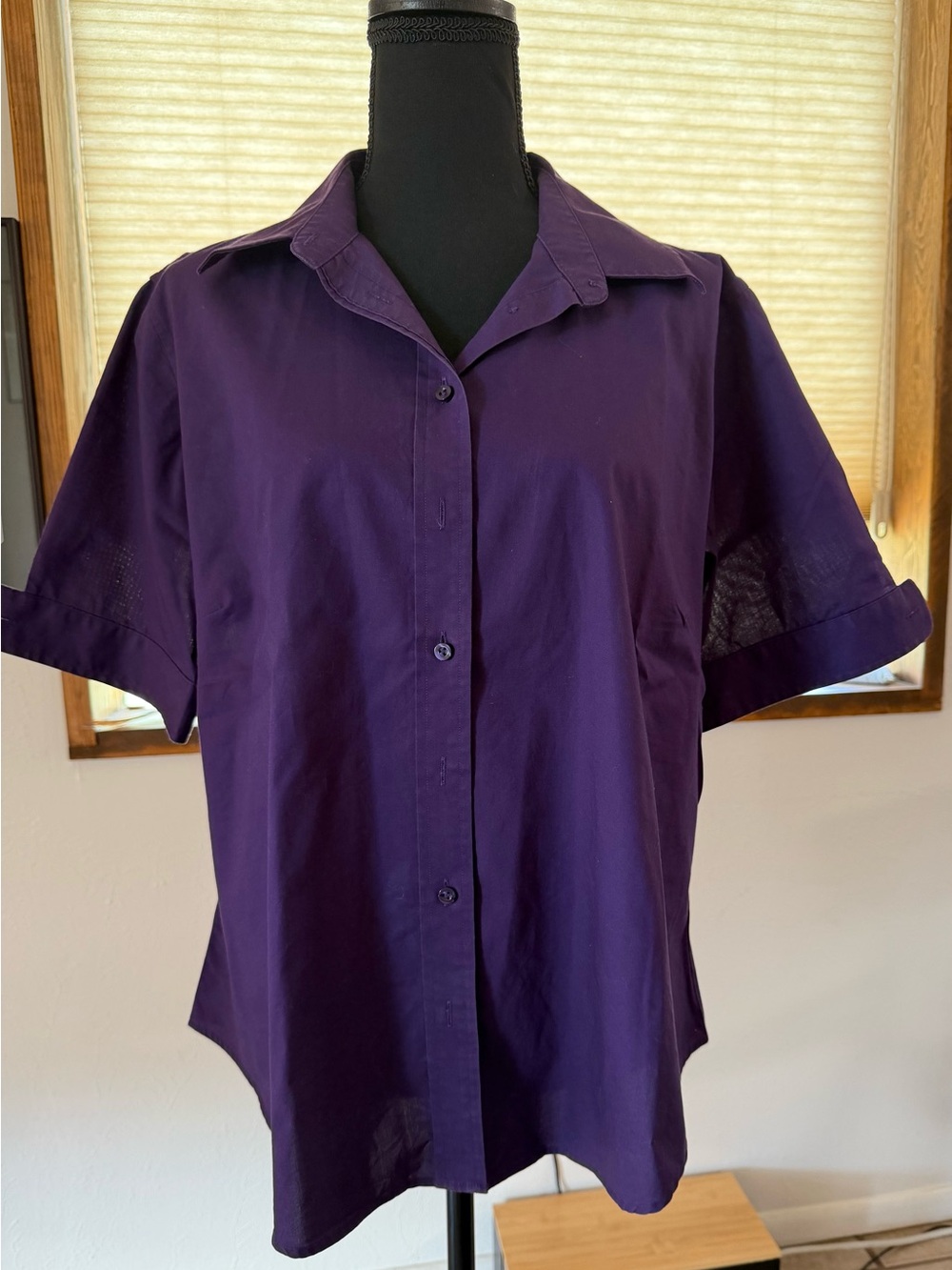 Lady Hathaway Short Sleeve Button-Up Shirt in Deep Purple